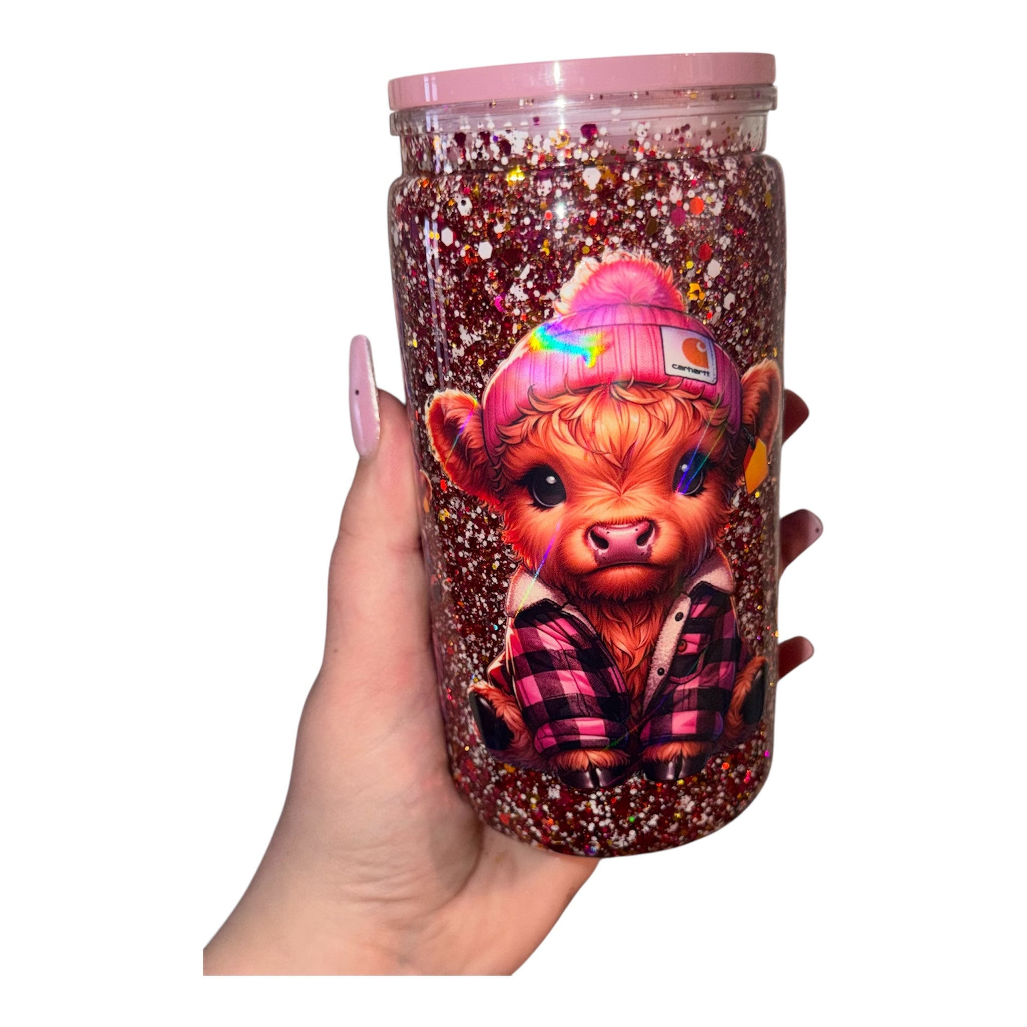 Highland Cow Holographic Snowglobe Cup